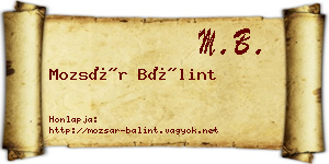 Mozsár Bálint névjegykártya